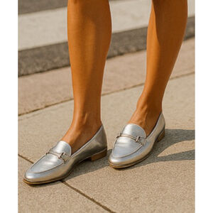 Rohb Joyce Azria Loafers Flats Metallic Silver Classic Miami Resort Luxury Yacht